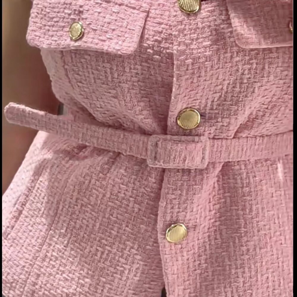 Zara Women Textured STRUCTURED BELTED VEST Pink M NWT - Picture 10 of 14